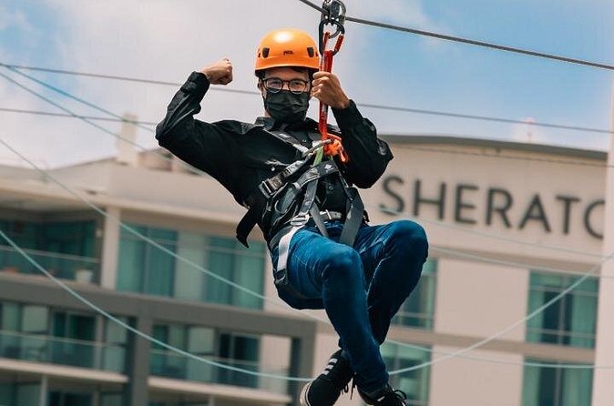Zipline Sky Bull in Urban Environment in Toroverde urban park San Juan - The Safe Roller system and what it means